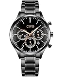 CIVO Herren-Uhr Chronograph-Schwarz Edelstahl-Analog Herrenuhr-Klassische - Wasserdicht Datum Leuchtend Stoppuhr Designer Runden Quarzuhr, Geschenke für Männer