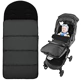 Vicloon Winterfußsack, Übergangsfußsack für Kinderwagen Buggy, Wasserdichter Warmes Fußsack Buggy mit Verstellbaren Seitlichen Reißverschluss, Universal Winterfußsack für alle Kinderwagen (Schwarz)