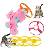 Beleuchtete fliegende Scheibe, Katzenwerfer-Set, Sellerie, Haustiere, Apportierspielzeug mit bunten fliegenden Propellern, Scheibenwerfer, Spielzeug für Katzen, bunte Propeller
