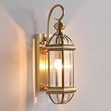 TRIVIDHA Kupfer Wandleuchte, 17 Zoll, Vintage Wandleuchte für den Außenbereich, wasserdichte Außenwandleuchte, Messing Außenleuchte, Glas, E27, Antike Wandlaterne für Patios