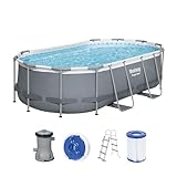 Bestway Power Steel Frame Pool-Set mit Filterpumpe 427 x 250 x 100 cm , grau, oval