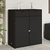 CIADAZ Gartenschrank Schwarz 105x55x113 cm Poly Rattan, Geräteschuppen, Gerätehaus, Wetterfest, Outdoor Schrank, Gartenhausschränke, Terrassenschrank - 365563