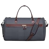 Vessgra Kleidersack Reisetasche, Wasserdichter Anzugtasche Reisetasche, 2 in 1 Kleidersack Tasche Kleidersack Reise, Garment Duffel Bag Handgepäck Anzug Herren Damen mit Schuhfach (Dunkelgrau)