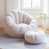 AlCEBYRE New Comfort Bean Bag Lounge, mit Memory-Schaum gefüllter Sitzsack Gepolsterter Sitzsack schafft einen coolen Sessel in Einer Gemütlichen Ecke 85 x 65 x 65cm,Weiß