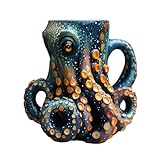 Octopus Mug | 3D Oktopuss Mugs in Harz | Lustige Handgefertigte Kaffee Tasse in Oktopuss Form zur Dekoration von Zuhause und Restaurants | Neuartige Octopus Getränke Becher für Bier, Tee und Saft