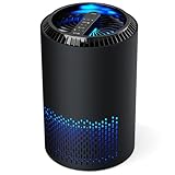 QEXREED Luftreiniger Allergiker, Raumluftreiniger HEPA-Filter gegen Pollen & Schimmel, Air Purifier mit Timer, Aroma-Diffusor für Staub & Geruch (black)
