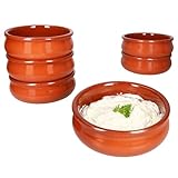 MamboCat 6er Set Berlin Cazuela Schale bauchig Tonware I Ø 18,5 cm I Größe L I mediterrane Tapas-Schüssel I Jedes Teil ein Unikat I für Mittelalter & Wikinger Markt