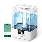 EZBASICS Smart Luftbefeuchter, 6L Top-Fill Luftbefeuchter Schlafzimmer, 360° Drehbare Düse Humidifier & Aroma Diffuser für Kinderzimmer Pflanzen, Programm & Sprachsteuerung, 1 Pack+7 Nachtlampen