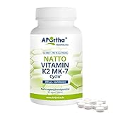 APOrtha Vitamin K2 MK7 200 µg 99+% ALL-Trans, 365 Tabletten hochdosiert vegan, Hochwertiges Natto K2 Vitamin leicht zu schlucken Nahrungsergänzung Vit K2, Vitamin K 2 Alternative zu K2 Tropfen Kapseln