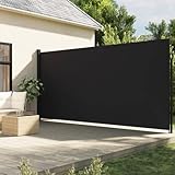 AUVYI Garten Seitenmarkise Schwarz Ausziehbar Blickdicht Markise UV-Schutz Privacy Screen Side Awning Outdoor Sonnenschutz 220x500 cm Windschutz Stoff und Aluminium und Stahl