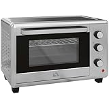 HOMCOM Mini Backofen, 30L Pizza-Ofen, Miniofen inkl. Backblech und Grillrost, 1600W Tischbackofen mit Krümmelblech, 60-230℃ Toastofen mit 60 min Timer, Edelstahl