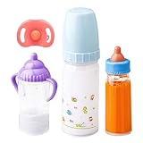 Babypuppenflasche – so tun, als ob Sie einen Stillsauger spielen, Milch- und Saftflaschen verschwinden, Puppenfütterungsspielzeug-Set mit Schnuller für und Mädchen, frühes Lernspielzeug, Kinder