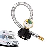 Ruyeiig Gasschlauch mit Manometer - Messgerät für präzise Druckanzeige - 38 cm Leckschutz Einfache Montage Für Outdoor Abenteuer