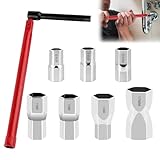 Standhahnschlüssel Set mit 7 Steckschlüsseln, Standhahnmutterschlüssel 8-17mm, Armaturenschlüssel, 270° Rotationsdesign, Werkzeug für Wasserhahn Montage für Waschbeckenarmatur Sanitärinstallationen