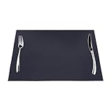 Phayah Einfarbige schwarze Platzsets, hitzebeständig, rutschfest, für Esstisch, strapazierfähiges PVC, gewebt, 6 Stück