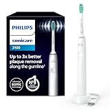 Philips Sonicare 3100 elektrische Zahnbürste, Schallzahnbürste, Andruckkontrolle und Timer, Weiß, Modell HX3671/13