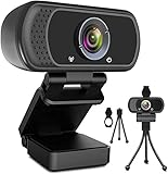 Webcam HD 1080p Webkamera, USB PC Computer Webcam mit Mikrofon, Laptop Desktop Full HD Kamera Video Webcam 110-Grad-Breitbild, Pro Streaming Webcam zum Aufzeichnen, Anrufen, Konferenzen, Spielen