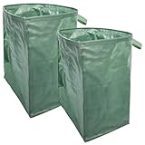 Gartenabfallsäcke, 2er-Pack, 150 l, wiederverwendbare Gartenbehälter, Laubsammler, einfaches Kehren, faltbar und tragbar für Gras, Äste