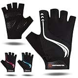 WESTWOOD FOX Fahrradhandschuhe für Männer und Frauen, Atmungsaktive Halbfinger-Mountainbike-Handschuhe mit Rutschfester gepolsterter Handfläche MTB-Rennradfahren Fahrradhandschuhe (Weiß, XL)