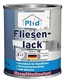 Plid® Fliesenfarbe Badezimmer & Küche [FEUCHTIGKEITSBESTÄNDIG] Fliesenlack Lichtgrau 0.75l fürs Bad - Fliesen neu streichen & lackieren im Innenbereich - 3in1 Fliesen Farbe Lack - Made in Germany