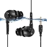 AGPTEK IPX8 wasserdichte Kopfhörer Sportkopfhörer Im-Ohr Headset Schwimmen Ohrhörer für iPhone 7, 7 Plus, 6, 6S, SE, Samsung Galaxy S8, S7, Edge S6, E11, Schwarz