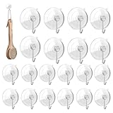 Suction Cup Hooks, 20 Piece Clear Hooks, 2.56x1.77x0.59 Inches Versatile Design, Sturdy Home Organization Solution, for Desk, Toilet, Doors, Rv, Kitchen, Car, Camping, Bathroom