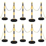 SdaryWare Kettenpfosten-Set – Kunststoffpfosten-Set mit 10 m Kunststoffkette zur Warnung und Kontrolle von Menschenmengen auf Parkplätzen, Baustellen, Einfahrten und Aufzügen,10 Meters
