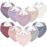 Susurration Lätzchen Baby Musselin Dreieckstuch für Junge und Mädchen,Halstuch Sabberlätzchen Baby Verstellbare 10Stück(RosaLila)