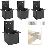 Homeponnew Pergola Halterung Wandhalterung Set für Pavillon Säulenverbinder mit Schrauben, verzinkter Stahl, 11 x 9 x 7 cm, Schwarz