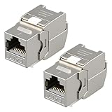 QingCming 2. Gen. Netzwerkstecker Cat7 Cat6A Pass-Through RJ45 Stecker für Verlegekabel, Geschirmt mit Knickschutz & Einfädelhilfe, 10 Stück für Switch, TV, PS4, ADSL, Modem, Router, PC, 10Gbps