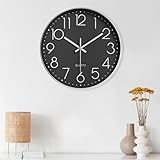 Diompirux 20cm Wanduhr Ohne TickgeräUsche Lautlos Analog Modern, Hohe Genauigkeit Wanduhr Einfach zu Lesen, Quartz Lautlos wanduhren, Rund DekorativeWanduhr, für Büro, Wohnzimmer, Küche, Schule…