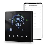 Arpokcoe Thermostat Fussbodenheizung, WiFi Raumthermostat Fußbodenheizung Für Wasser, Thermostate Heizung Kompatibel mit Tuya, Alexa, Google Home, 230V 3A, Schwarz