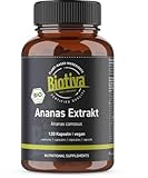 Biotiva Bio Ananas Extrakt 120 Kapseln - 500mg - Bromelain - natürliches Ananasenzym - vegan - Abgefüllt und kontrolliert in Deutschland