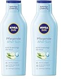 NIVEA SUN Pflegende After Sun Lotion, Körperlotion mit hautberuhigender Wirkung nach dem Sonnenbad, After Sun mit Bio-Aloe Vera und Hyaluron für 48h Feuchtigkeit (400 ml) (Packung mit 2)