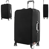 Retoo Kofferhülle Elastisch 17-24 Zoll, Reise Kofferschutzhülle mit Band und Klettverschluss, Polyester, Einfarbig, Kofferschutz Wiederverwendbar, Reisekoffer Hülle, Gepäck Abdeckung, Schwarz