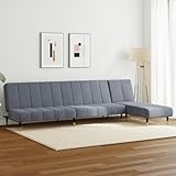 2-TLG. Sofagarnitur Dunkelgrau Samt, Schlafsofa mit Chaiselongue, klappbar, 200x84,5x69 cm, für Wohnzimmer, Schlafzimmer, Robustes Holzgestell, multifunktional