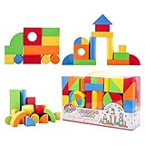 deAO 131PCS Bunte schaumstoffbausteine, softbausteine Stapelbauklötze-Spielzeugset für Kinder,Weiches Building Blocks Montessori Spielzeug Set für Babys und Kleinkinde, Geburtstag