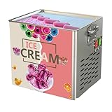 Maschine für frittierte Eisrollen, kommerzieller Eisrollenmaker aus Edelstahl zum Frittieren von Eis mit einer einzelnen quadratischen Pfanne (30 x 24 cm), Joghurtcrememaschine für Bars, Cafés