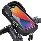 Vitalismo wasserdichte Fahrrad-Telefonhalterung, Fahrradtasche, Lenkerrahmen, Telefonhalterung für Fahrrad, MTB, Scooter, Motorrad, Fahrradtasche mit Regenhülle, 360-Grad-Drehung, Touchscreen für