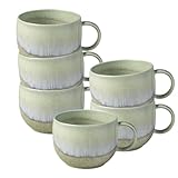 Villeroy & Boch like. by Perlemor Alga Kaffeetassen 6er Set, 190 ml, Tassen mit Reaktivglasur, Premium Porzellan, Grün