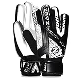 ZABZ Torwarthandschuhe, rutschfestes Latexmaterial, Fußball-Torwarthandschuhe, Handgelenkschutz für Kinder, Jugendliche und Erwachsene, Weiß, Größe 8, geeignet für Erwachsene Größe M-L
