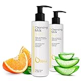 Mizellen-Reinigungsmilch für, Vitamin E und Aloe Vera, 3-in-1 Make-up, Entferner, gegen Flecken und Poren, Feuchtigkeitsspendende Milch, Augenpartie, Entfernt Unreinheiten, 2 x 200 ml