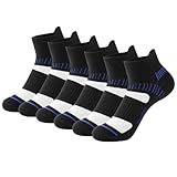 10 Paare gepolsterte Anti-Blister-Laufsocken – Atmungsaktive, Bequeme Knöchelsocken für Sport und Freizeit für Männer und Frauen,Pure Black,One Size