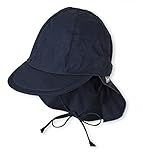 Sterntaler Schirmmütze Nacken - Unisex Baby- und Kinder Mütze mit Nackenschutz und einsteckbaren Ohrenklappen - UV-Schutz 50+ Sommermütze zum Binden - Popeline (Bio) Kopfbedeckung - marine, Größe 51