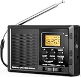 Radio Batteriebetrieben FM AM SW UKW, Transistorradio mit Bildschirmanzeige/Timing-Funktion/Kopfhöreranschluss, Radio Klein mit AA-Batterie betrieben, zum Wandern und Camping