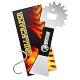 Grill Schaber – Breiter Grillrost Schaber für Fast jeden Grill, Grillrost, Smoker oder Ofengitter – Kompakter, Rutschfester Grillreiniger aus Edelstahl mit integriertem Flaschenöffner