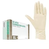 SF Latexhandschuhe XL Weiß – 100 Stück Einweghandschuhe, Einmalhandschuhe, Latex Handschuhe, Gummihandschuhe für Medizin, Reinigung, Küche, Kosmetik, Tattoo & Haushaltsarbeiten – Puderfrei, Reißfest
