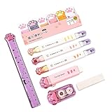 Cartoon-Schul-Schreibwaren-Set mit Bleistiftbox, weißes Korrekturband, einziehbarer Radiergummi, Lineal, Textmarker, Notizblock, Schüler-Schreibwaren-Set
