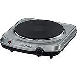 ELTAC Einzelkochplatte EK 18 - 1 Gussheizplatte, stufenlos regelbar, Überhitzungsschutz, 1500 Watt, Silbermetallic