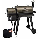 Z GRILLS 2024 Holzpellet-Grill, 8-in-1, tragbarer Grill, mit automatischer Temperaturregelung, faltbares Frontregal, Regenschutz, 2,9 cm² Kochfläche für Terrasse, Hinterhof